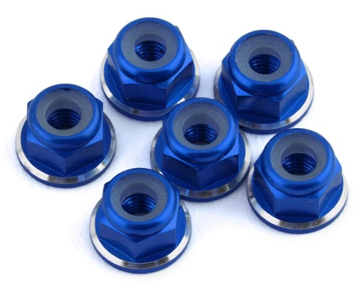 [1UP80598] 1UP Racing 3mm Aluminum Flanged Locknuts w/Chamfered Finish (Dark Blue) (6)