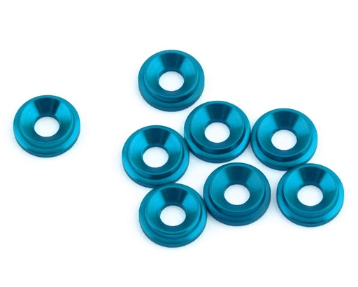 [1UP820209] 1UP Racing 3mm LowPro Countersunk Washers (Bright Blue) (8)