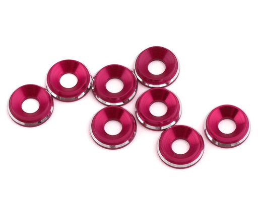 [1UP820419] 1UP Racing 3mm LowPro Countersunk Washers (Hot Pink Shine) (8)