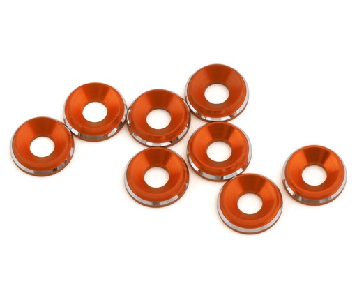 [1UP820619] 1UP Racing 3mm LowPro Countersunk Washers (Orange Shine) (8)