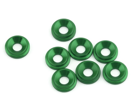 [1UP820809] 1UP Racing 3mm LowPro Countersunk Washers (Green) (8)