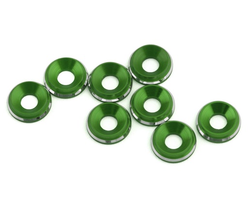 [1UP820819] 1UP Racing 3mm LowPro Countersunk Washers (Green Shine) (8)