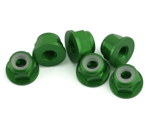 [1UP870803] 1UP Racing 3mm Aluminum Flanged Locknuts (Green) (6)