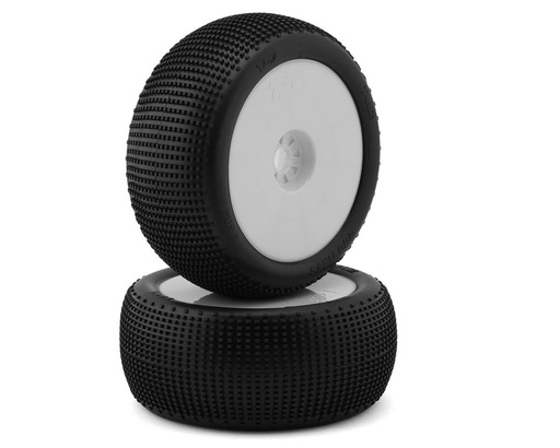 [TZO-TZT402M-W] TZO Tires 402 1/8 Truggy Pre-Glued Tire Set (White) (2) (Medium)