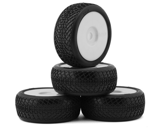 [TZO-TZ101M-W] TZO Tires 101 1/8 Buggy Pre-Glued Tire Set (White) (4) (Medium)