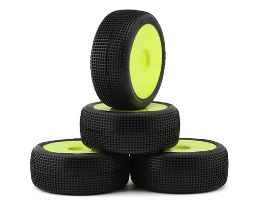 [TZO-TZK402S-Y] TZO Tires 402 1/8 Buggy Pre-Glued Tire Set (Yellow) (4) (Supreme Clay)
