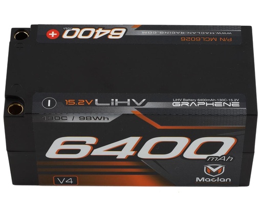 [MCL6026] Maclan HV Graphene V4 4S Shorty LiPo Battery w/5mm Bullets (14.8V/6400mAh)