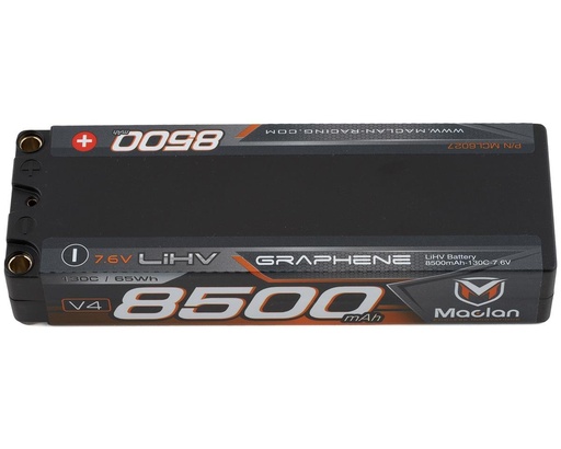 [MCL6027] Maclan HV Graphene V4 2S LiPo Battery w/5mm Bullets (7.6V/8500mAh)