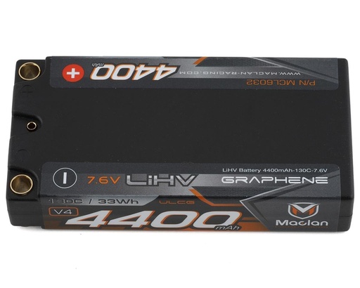 [MCL6032] Maclan HV Graphene V4 2S ULCG Shorty LiPo Battery w/5mm Bullets (7.6V/4400mAh)