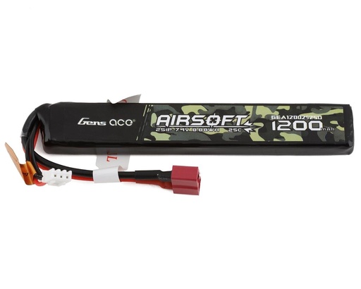 [GEA12002S25D] Gens Ace 2S 25C Airsoft LiPo Battery w/Deans Plug (7.4V/1200mAh)