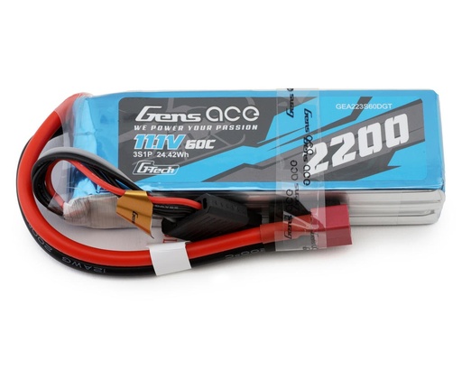 [GEA223S60DGT] Gens Ace G-Tech Smart 3S LiPo Battery 60C (11.1V/2200mAh) w/Deans