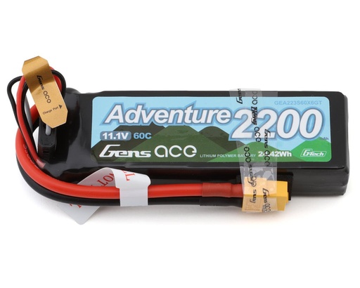 [GEA223S60X6GT] Gens Ace G-Tech Smart 3S LiPo Battery 60C (11.1V/2200mAh) w/XT60 Connector