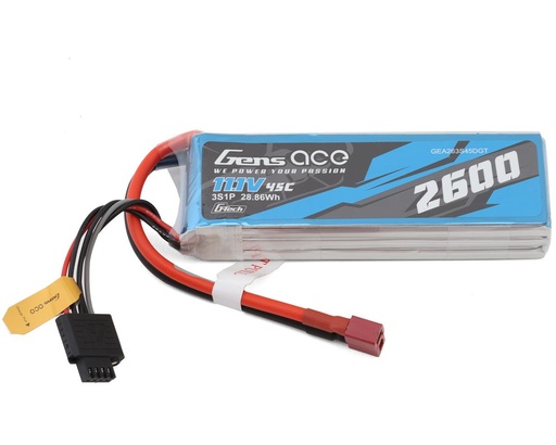 [GEA263S45DGT] Gens Ace G-Tech Smart 3S LiPo Battery 45C (11.1V/2600mAh) w/Deans Connector