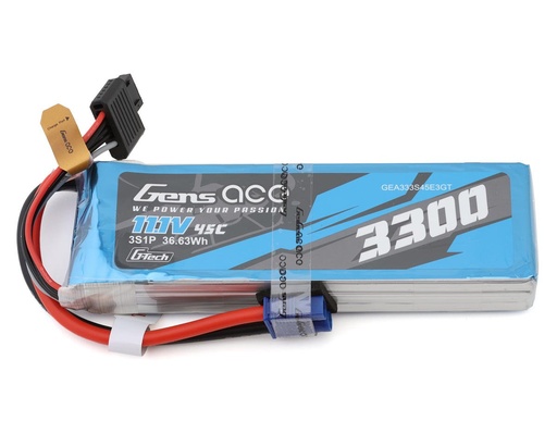 [GEA333S45E3GT] Gens Ace G-Tech Smart 3S LiPo Battery 45C (11.1V/3300mAh) w/EC3 Connector