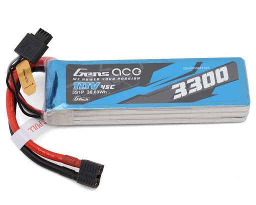 [GEA333S45T3GT] Gens Ace G-Tech Smart 3S LiPo Battery 45C (11.1V/3300mAh) w/Universal Connector