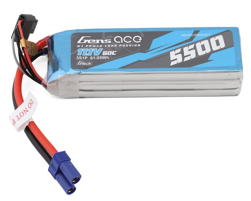 [GEA553S60E5GT] Gens Ace G-Tech Smart 3S LiPo Battery 60C (11.1V/5500mAh) w/EC5 Connector