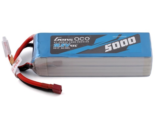 [GEA5S500045D] Gens Ace 5s LiPo Battery 45C w/T-Style Connector (18.5V/5000mAh)