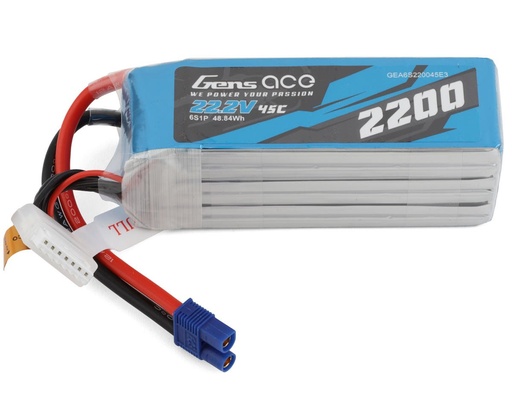 [GEA6S220045E3] Gens Ace 6S LiPo Battery 45C (22.2V/2200mAh) w/EC3 Connector
