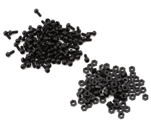 [XCE-0140.6] eXcelerate Machined Nylon Screws & Nuts Set (Black) (100) (2.5x6mm)