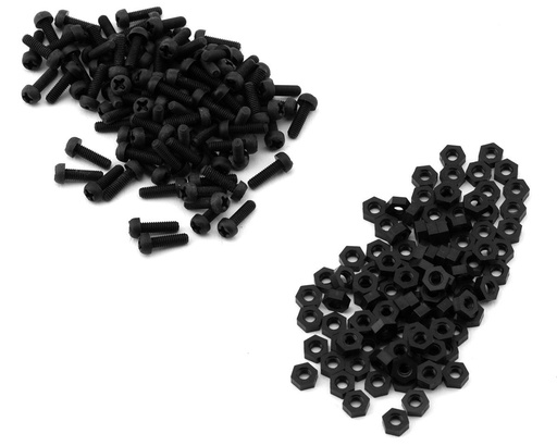 [XCE-0140.8] eXcelerate Machined Nylon Screws & Nuts Set (Black) (100) (2.5x8mm)
