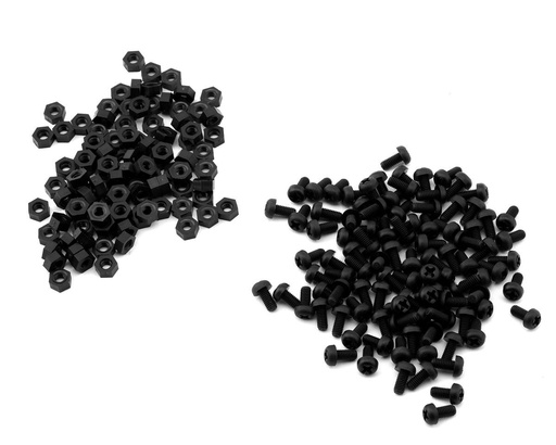[XCE-0141.6] eXcelerate Machined Nylon Screws & Nuts Set (Black) (100) (3x6mm)