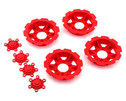 [JCO2668-7] JConcepts "Tracker" Monster Truck Wheel Mock Beadlock Rings (Red) (4)