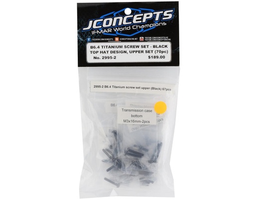[JCO2995-2] JConcepts Team Associated B6.4 Titanium Top Hat Upper Screws Set (70) (Black)