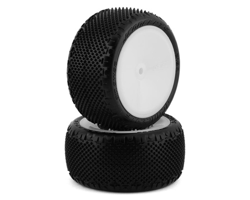 [JCO3180-101021] JConcepts Pin Swag 2.2" Pre-Mounted Rear Buggy Carpet Tires (White) (2) (Pink)