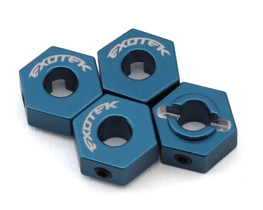 [EXO2270] Exotek Team Associated MT10/Pro4 SC10 HD Aluminum Wheel Hexes (Blue) (4)