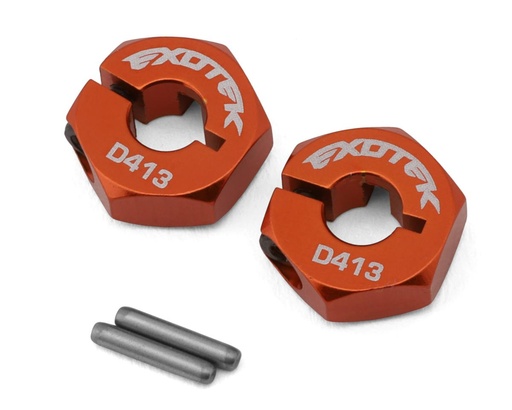 [EXO2174] Exotek D4 Evo3 12mm Aluminum Rear Clamping Hex (Orange) (2)