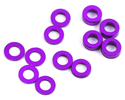 [PTK-8374] ProTek RC Aluminum Ball Stud Washer Set (Purple) (12) (0.5mm, 1.0mm & 2.0mm)