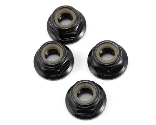 [TKR1215] Tekno RC M5 Aluminum Serrated Flanged Locknut (Black) (4)