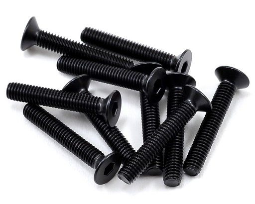[TKR1328] Tekno RC 3x18mm Flat Head Screw (Black) (10)