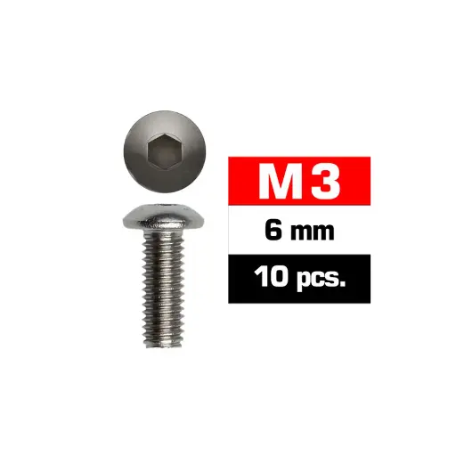 [UR162306] Ultimate Racing M3X6MM Button Head Screws (10 PCS) 