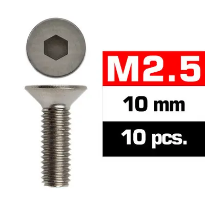 [UR1612510] Ultimate Racing M2.5X10MM Flat Head Screws (10 PCS)