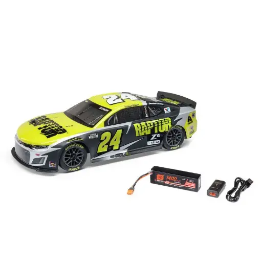 [LOS1122524] Losi 1/12 NASCAR RC Racecar William Byron No. 24 2025 Raptor Chevrolet Camaro ZL1 2S AWD Brushed On-Road (B&C Incl.), Black