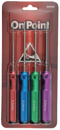 [ONP3510] On Point Hex Screwdrivers (4) Size: 1.5mm, 2.0mm, 2.5mm, 3.0mm - Multi color