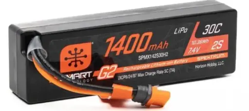 [SPMX142S30H2] Spektrum 1400mAh 2S 7.4V Smart G2 30C LiPo; IC2 Connector