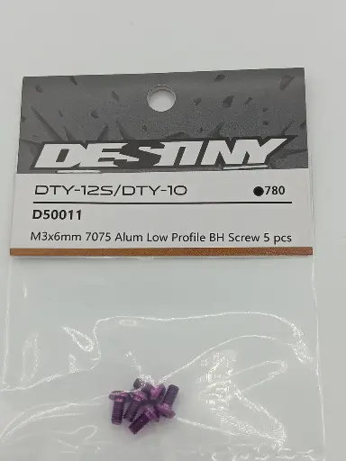 [D50011] Purple Aluminum Low Profile BH Screw, 7075 (5) M3x6mm