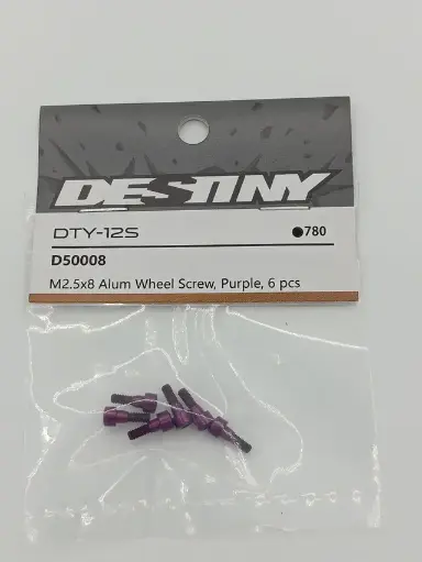 [D50008] M2.5x8mm Aluminum Wheel Screw Purple (6) 