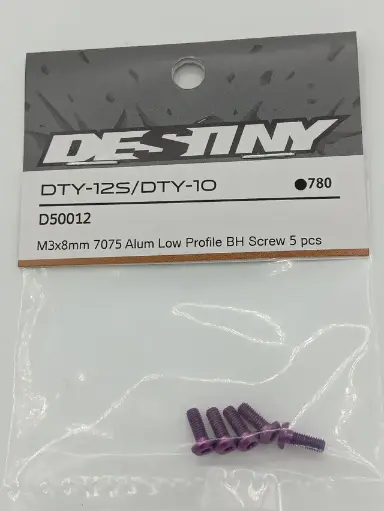 [D50012] Purple Aluminum Low Profile BH Screw, 7075 (5) M3x8mm