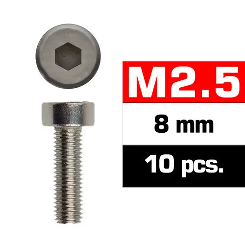 [UR1632508] Ultimate Racing M2,5x8mm CAP HEAD SCREWS (10pcs.)