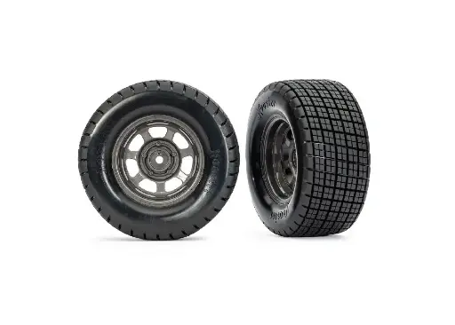 [TRA10473X] Traxxas Dirt Oval Gray Front Wheels w/ Hoosier Tires (2)